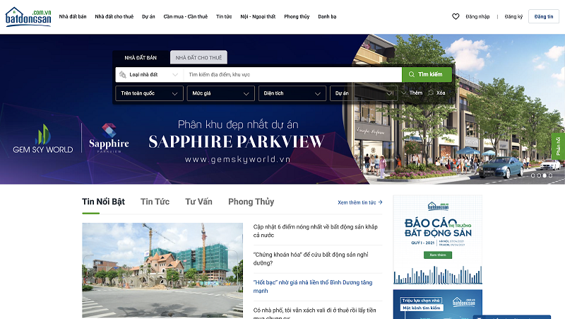 Website rao vặt bất động sản batdongsan.com.vn