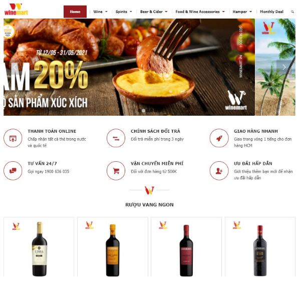 mẫu thiết kế website bán rượu vang
