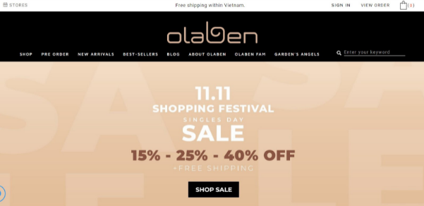 Mẫu giao diện website bán hàng Olaben