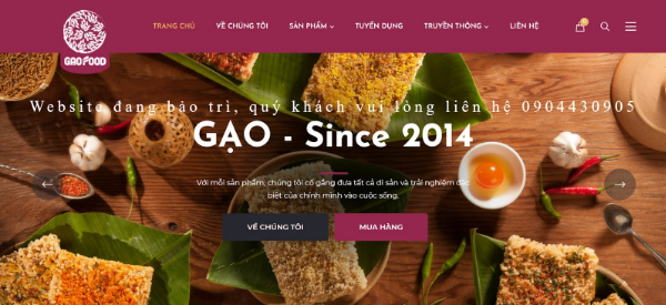 Mẫu giao diện website Gạo Food