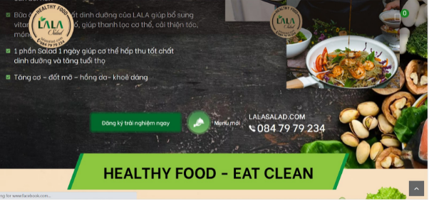 giao diện website bán thực phẩm Lala Salad