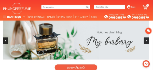 Mẫu giao diện website bán hàng Phung Perfume