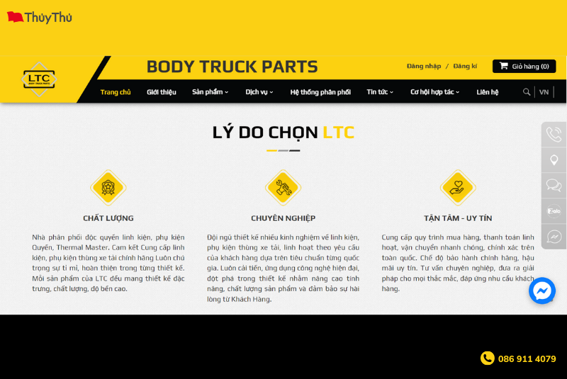 Nội dung ngắn gọn, chau chuốt, tỉ mỉ được thể hiện tại website LTC Body truck parts